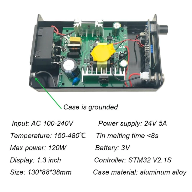Alt view image 4 of 7 - KSGER T12 Soldering Iron Station OLED DIY STM32 V2.1S Temperature Controller Electronic Welding Iron Tips Handle Aluminum Alloy Case Power Equipments 110V T12-K D16 JL02 Sting