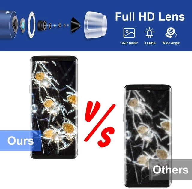 Alt view image 7 of 7 - Jiusion HD 2MP 40X-1000X USB Digital Microscope with Aluminum Alloy Stand | Portable Magnification Endoscope Camera with 8 LEDs, Fits OTG Android, Mac, Windows 7 8 10 11 & Linux