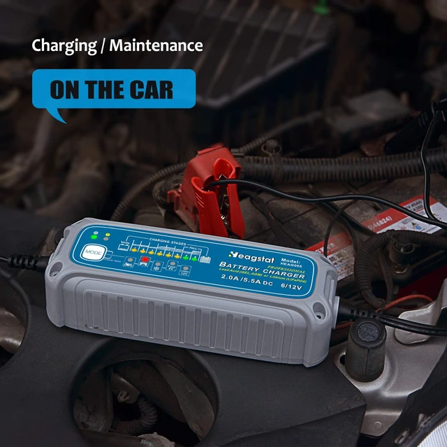 Alt view image 2 of 7 - Heagstat 2/5.5A 6V/12V Smart Battery Charger, Trickle Charger & Maintainer | 8-Stage, 5-Mode Options: 6V/5.5A, 12V/2A, 12V/5.5A, 12V/Winter, 12.8V/(LiFePO4) Charging Mode for Car Motorcycle ATVs