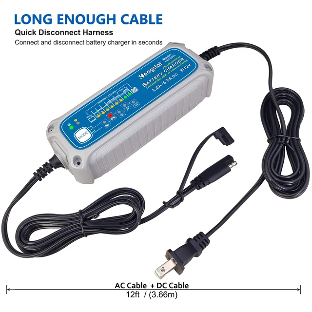 Alt view image 5 of 7 - Heagstat 2/5.5A 6V/12V Smart Battery Charger, Trickle Charger & Maintainer | 8-Stage, 5-Mode Options: 6V/5.5A, 12V/2A, 12V/5.5A, 12V/Winter, 12.8V/(LiFePO4) Charging Mode for Car Motorcycle ATVs