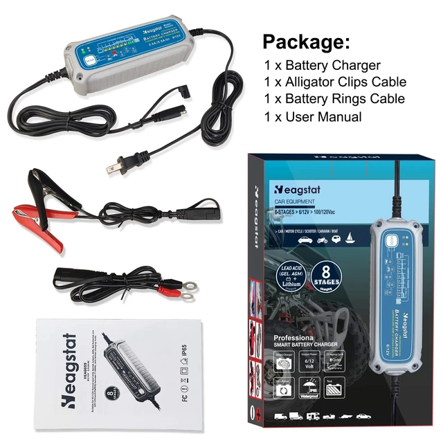 Alt view image 7 of 7 - Heagstat 2/5.5A 6V/12V Smart Battery Charger, Trickle Charger & Maintainer | 8-Stage, 5-Mode Options: 6V/5.5A, 12V/2A, 12V/5.5A, 12V/Winter, 12.8V/(LiFePO4) Charging Mode for Car Motorcycle ATVs