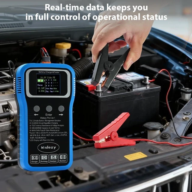 Alt view image 5 of 7 - 6V 12V 24V All-in-One Smart Battery Charger, Maintainer, Tester, Desulfator & Load Discharger,Color LCD Display,Battery Equalization for Car, Truck, Motorcycle, RV, Marine, Li-ion LiFePO4 Pb-Acid NiMH