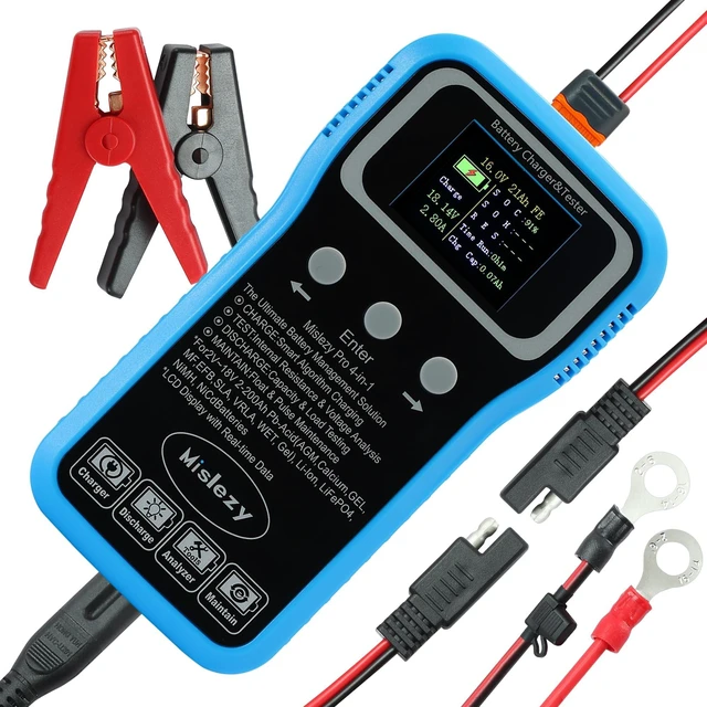 Main image of 6V 12V 24V All-in-One Smart Battery Charger, Maintainer, Tester, Desulfator & Load Discharger,Color LCD Display,Battery Equalization for Car, Truck, Motorcycle, RV, Marine, Li-ion LiFePO4 Pb-Acid NiMH
