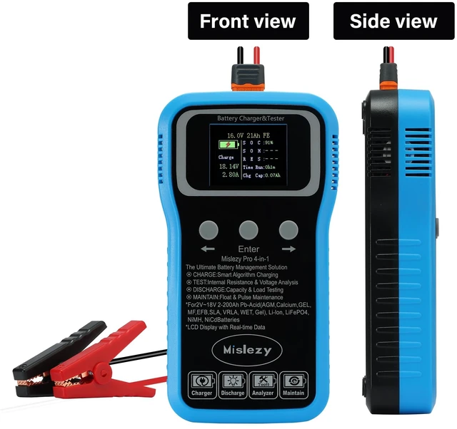 Alt view image 3 of 7 - 6V 12V 24V All-in-One Smart Battery Charger, Maintainer, Tester, Desulfator & Load Discharger,Color LCD Display,Battery Equalization for Car, Truck, Motorcycle, RV, Marine, Li-ion LiFePO4 Pb-Acid NiMH
