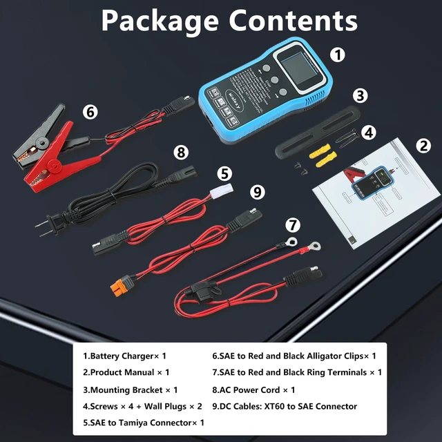 Alt view image 7 of 7 - 6V 12V 24V All-in-One Smart Battery Charger, Maintainer, Tester, Desulfator & Load Discharger,Color LCD Display,Battery Equalization for Car, Truck, Motorcycle, RV, Marine, Li-ion LiFePO4 Pb-Acid NiMH