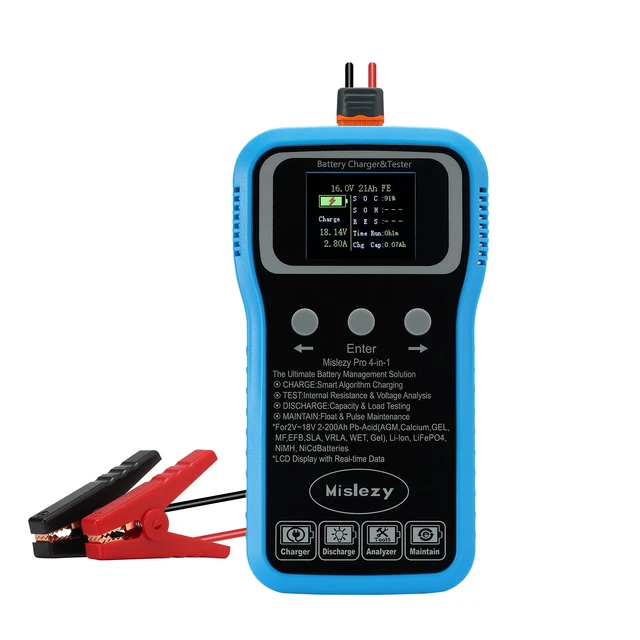 Alt view image 2 of 7 - 6V 12V 24V All-in-One Smart Battery Charger, Maintainer, Tester, Desulfator & Load Discharger,Color LCD Display,Battery Equalization for Car, Truck, Motorcycle, RV, Marine, Li-ion LiFePO4 Pb-Acid NiMH
