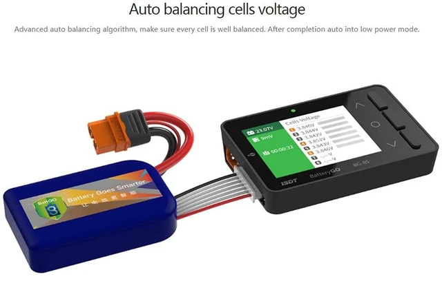Alt view image 3 of 7 - ISDT BG-8S BattGo Battery Meter, LCD Display Digital Battery Capacity Checker Balancer Tester for NiMH,LiPo,Life,Li-ion,Nicd