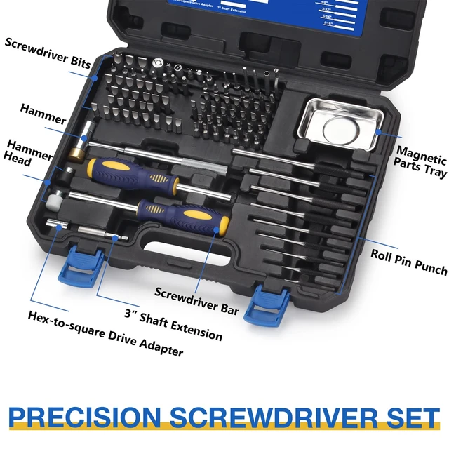Alt view image 2 of 7 - BULLTOOLS Precision Screwdriver Set, 100-Piece Torque Screwdriver Engineering Repair Kit, Roll Pin Punch Set with Magnetic Screwdriver Handle and Storage Case for Maintenance