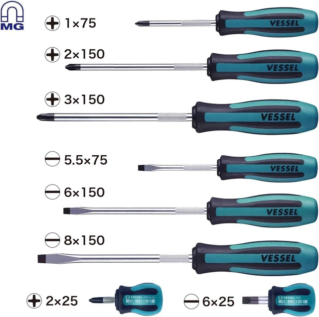 Alt view image 3 of 6 - VESSEL MEGADORA Screwdriver 8PC. Set (EVA foam set)