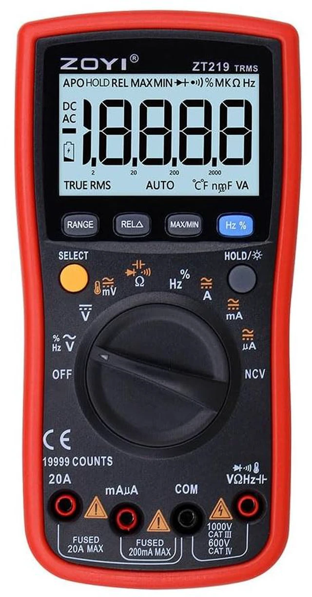 Main image of ZOYI ZT219 True RMS Digital Multimeter 19999 Counts, Auto ranging NCV, Temperature, Capacitance, Frequency Duty Cycle Tester, with Backlight Data Hold