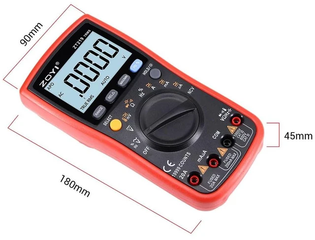 Alt view image 3 of 7 - ZOYI ZT219 True RMS Digital Multimeter 19999 Counts, Auto ranging NCV, Temperature, Capacitance, Frequency Duty Cycle Tester, with Backlight Data Hold