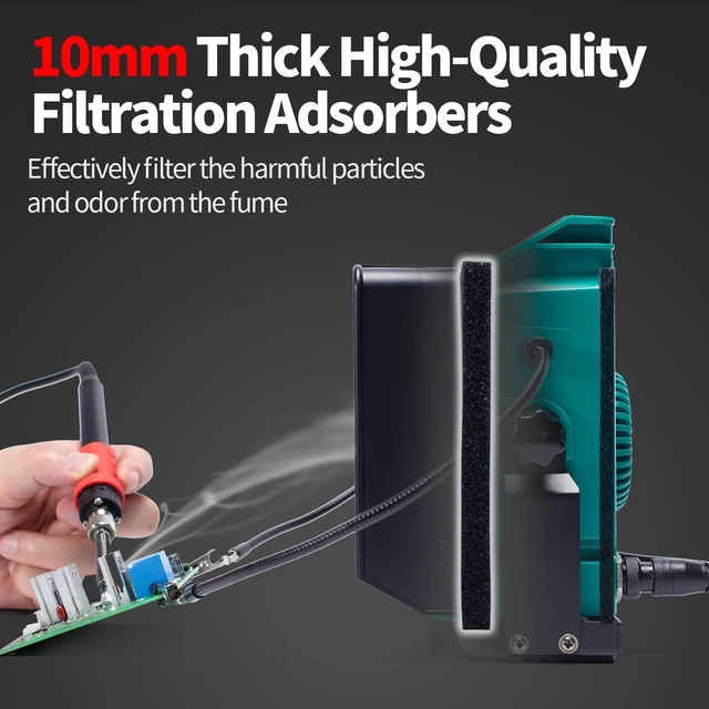 Alt view image 3 of 7 - YIHUA 948DQ-III 2-IN-1 Solder Fume Extractor and 110W Soldering Station Kit | High-power soldering iron with precise temp. control 392~896°F, with helping hands, tiltable angle, dual-filter extractor