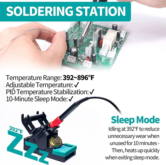 Alt view image 6 of 7 - YIHUA 948DQ-III 2-IN-1 Solder Fume Extractor and 110W Soldering Station Kit | High-power soldering iron with precise temp. control 392~896°F, with helping hands, tiltable angle, dual-filter extractor