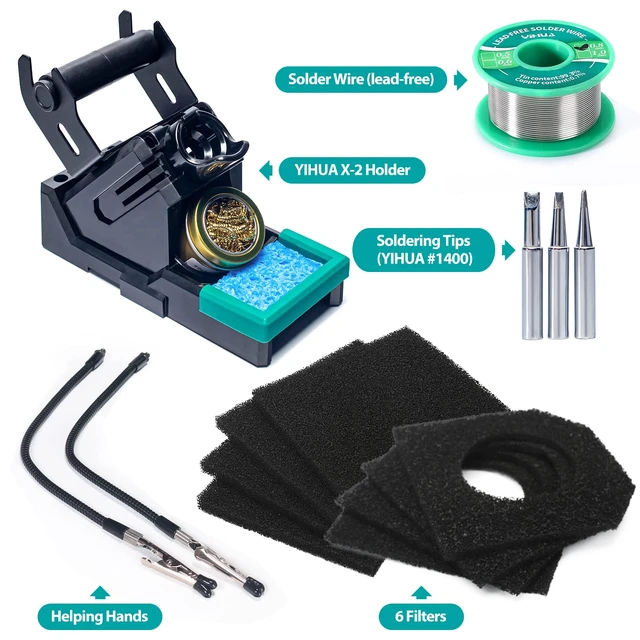 Alt view image 7 of 7 - YIHUA 948DQ-III 2-IN-1 Solder Fume Extractor and 110W Soldering Station Kit | High-power soldering iron with precise temp. control 392~896°F, with helping hands, tiltable angle, dual-filter extractor