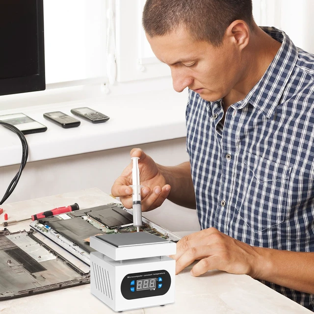 Alt view image 7 of 7 - QWORK Soldering Hot Plate, 110V 360W Soldering Station with Digital Display Electric Preheat Rework Heater Lab for Precision Heating (30°C to 400°C)