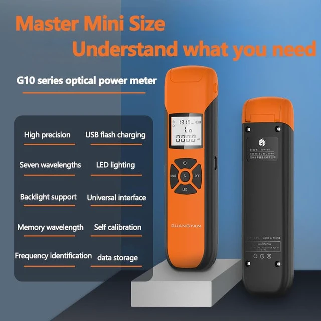 Alt view image 2 of 7 - Oaufttik G10 Optic Power Meter -70+10 dBm Fiber Light Meter for Testing 7 Wavelengths, Rechargeable Battery, Flash Light OPM