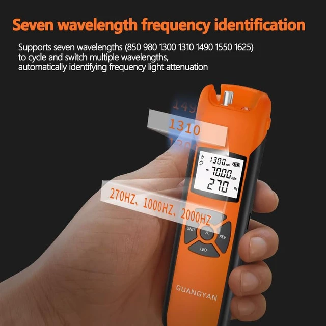 Alt view image 5 of 7 - Oaufttik G10 Optic Power Meter -70+10 dBm Fiber Light Meter for Testing 7 Wavelengths, Rechargeable Battery, Flash Light OPM