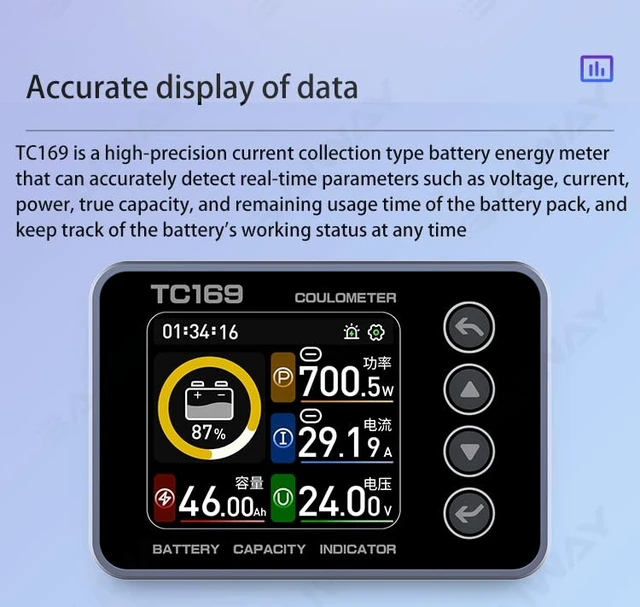 Alt view image 7 of 7 - 6-80V 0-50A 0-200A Universal Car Battery Monitor Voltage Capacity & Charge Discharge Tester Indicator (0-200A)