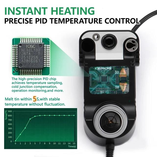 Alt view image 3 of 7 - KEPIOG C210 Precision Soldering Station, Micro Electric Soldering Iron Kit | Mini LCD Soldering Iron with 5S Heat-up, 194842, Featuring PID Temperature Control and an Automatic Sleep Function