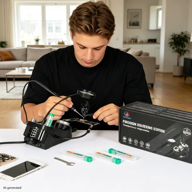 Alt view image 6 of 7 - KEPIOG C210 Precision Soldering Station, Micro Electric Soldering Iron Kit | Mini LCD Soldering Iron with 5S Heat-up, 194842, Featuring PID Temperature Control and an Automatic Sleep Function