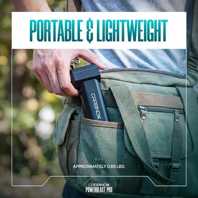 Alt view image 6 of 7 - CARBINOX Powerblast Pro Compressed Air Duster, Electric Air Blower for PC | Cordless, USB-C rechargeable, 4 speeds including a 130,000 RPM turbo mode, LED light, for keyboards, computers and cars