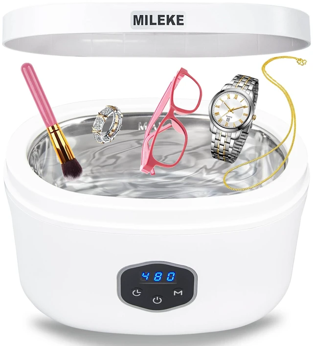 Main image of Ultrasonic Jewelry Cleaner, Ultrasonic Eyeglasses Cleaner, Ultrasonic Cosmetic Brush Cleaner with Degas Function, 20oz/600ml 30w / 40KHz