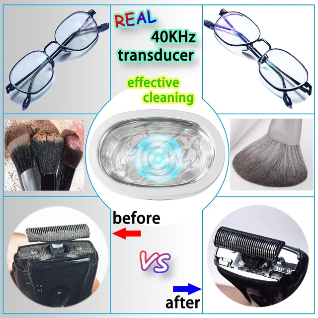 Alt view image 2 of 6 - Ultrasonic Jewelry Cleaner, Ultrasonic Eyeglasses Cleaner, Ultrasonic Cosmetic Brush Cleaner with Degas Function, 20oz/600ml 30w / 40KHz