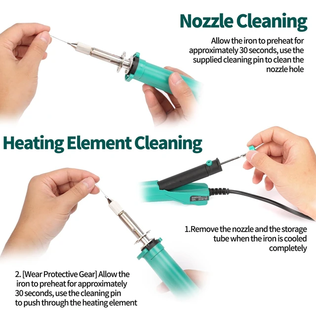 Alt view image 7 of 7 - YIHUA 929D VI Temperature Controlled Electric Desoldering Iron with Upgraded Performance Heated Solder Sucker Tool with 3 Nozzles Soldering Iron Pump Function