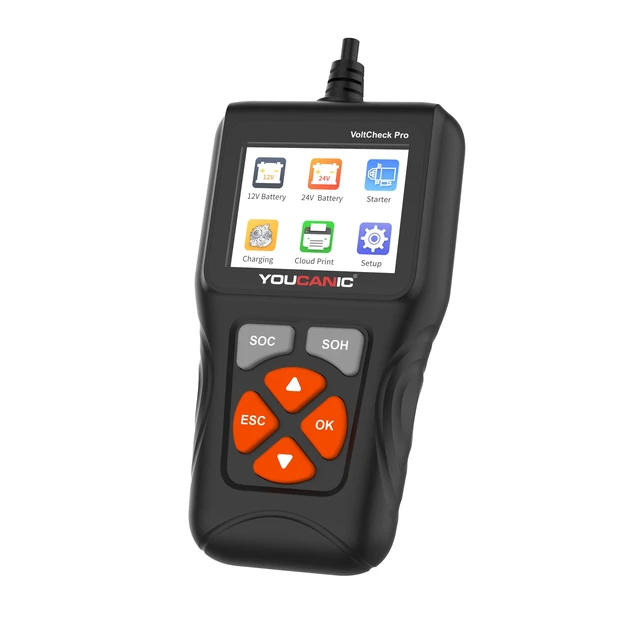 Alt view image 2 of 7 - YOUCANIC Voltcheck Pro UCAN-Volt-II Car Battery Tester 12V 24V, 100 to 2000 CCA | Battery, Starter and Alternator Tester for Cranking and Charging Systems with QR Report | Cars, Trucks, SUVs, Boats