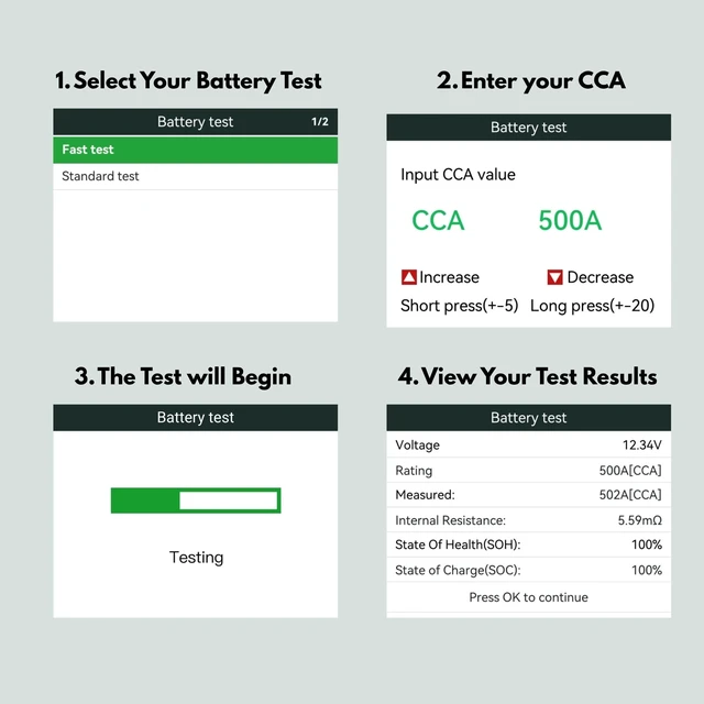 Alt view image 3 of 7 - YOUCANIC Voltcheck Pro UCAN-Volt-II Car Battery Tester 12V 24V, 100 to 2000 CCA | Battery, Starter and Alternator Tester for Cranking and Charging Systems with QR Report | Cars, Trucks, SUVs, Boats
