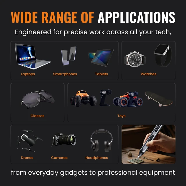 Alt view image 6 of 7 - The Almighty Tools Precision Electric Screwdriver Kit 52-in-1 | Cordless Mini Power Driver for Electronics, PC & Laptop Repair | Compact Rechargeable Automatic Tool Set with Magnetic Bits