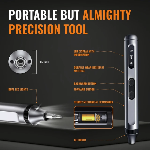Alt view image 5 of 7 - The Almighty Tools Precision Electric Screwdriver Kit 52-in-1 | Cordless Mini Power Driver for Electronics, PC & Laptop Repair | Compact Rechargeable Automatic Tool Set with Magnetic Bits