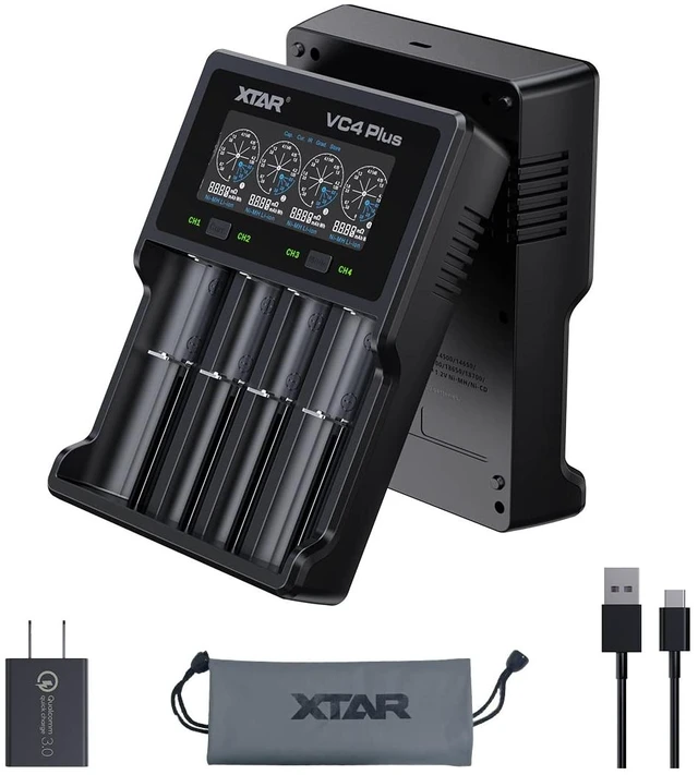 Main image of XTAR VC4 Plus Battery Charger - USB C Charger - Customizable Charging Current - Battery Capacity Test & Recovery - Multiple Protection - Compatible with Li-ion, Ni-MH - Rechargeable Battery Charger