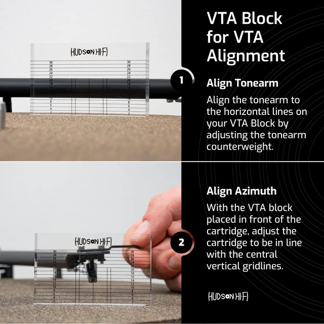 Alt view image 5 of 7 - Hudson Hi-Fi Turntable Cartridge Alignment Kit - The Audiophile Purists Perfected 3-Piece LP Cartridge Setup Set. Accuracy Optimized Digital Scale, Azimuth Ruler, Protractor - Rich Pure Sonic Sound