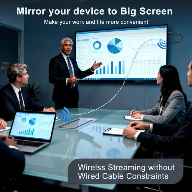 Alt view image 3 of 7 - Wireless HDMI Display Adapter, 4K Decoding 1080P@60Hz Screen Mirroring Cable, Plug and Play No WiFi/App/Bluetooth, 5G Dual Band AirPlay Miracast Dongle for iPhone Android PC to TV Projector Monitor