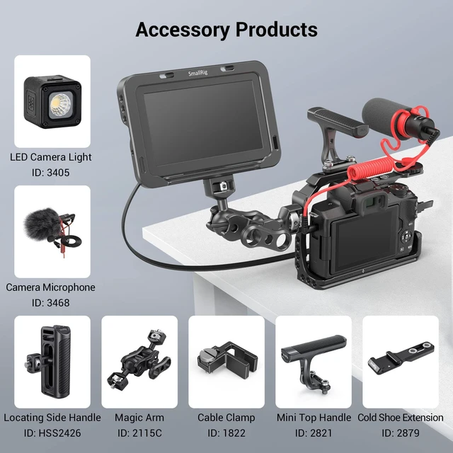 Alt view image 7 of 7 - SmallRig M50 /M50 II /M5 Cage, Aluminum Alloy Video Film Movie Making Rig | with Integrated Grip and NATO Rail for Canon M50 /M50 II /M5 2168C