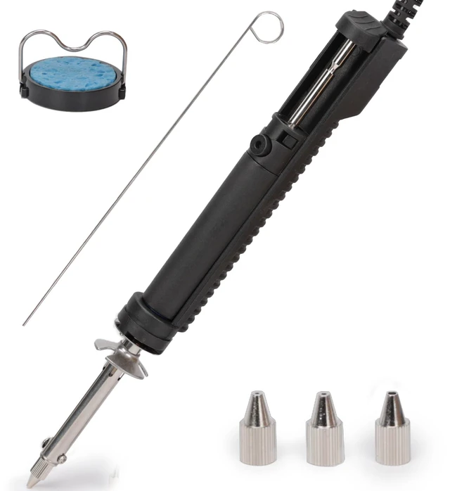 Main image of YIHUA 929D-V Electric Desoldering Iron, One-Hand Solder Sucker Desoldering Pump for Through-Hole PCB Desoldering, Removable Solder Chamber, 1.0mm & 1.2mm & 2.0mm Nozzles, 110-127V