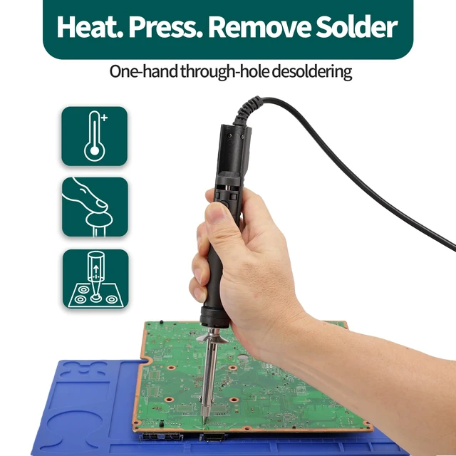 Alt view image 2 of 7 - YIHUA 929D-V Electric Desoldering Iron, One-Hand Solder Sucker Desoldering Pump for Through-Hole PCB Desoldering, Removable Solder Chamber, 1.0mm & 1.2mm & 2.0mm Nozzles, 110-127V