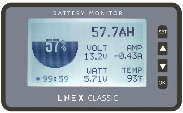 Main image of LNEX 500A Battery Monitor with Shunt, 3" Backlight Screen RV Monitor with Programmable Alarm for 8-120V Lifepo4, Lithium, Gel, Flooded Battery