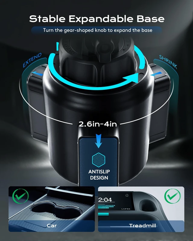 Alt view image 4 of 7 - Magnetic Cup Phone Holder Car Wireless Charger for MagSafe, 15W Fast Charging Car Mount Stand for iPhone 16 Pro Max/15/14/13/12, Cupholder Expander, LED Light Ring, Strong N52 Magnets