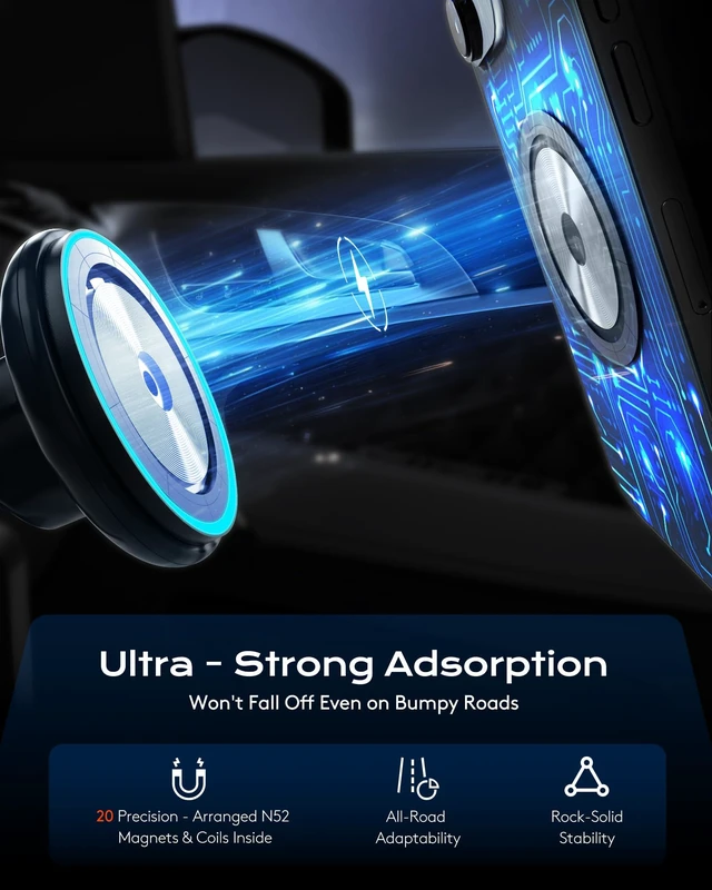 Alt view image 6 of 7 - Magnetic Cup Phone Holder Car Wireless Charger for MagSafe, 15W Fast Charging Car Mount Stand for iPhone 16 Pro Max/15/14/13/12, Cupholder Expander, LED Light Ring, Strong N52 Magnets