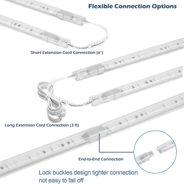 Alt view image 5 of 7 - Cefrank Color Cabinet Lighting, 4pcs 12" Linkable RGB LED Light Bar Kit for Display Cabinet, Smart App & Remote Control, Music Sync, Scene Modes, Multi-Colors