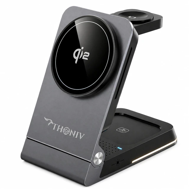 Main image of THONIV- Qi2 3-in-1 Magnetic Wireless Charging Station, Foldable 15W Fast Charger for iPhone 1217 Series, Apple Watch and Wireless Earbuds, Portable Travel Dock, MagSafe Compatible, 30W Adapter
