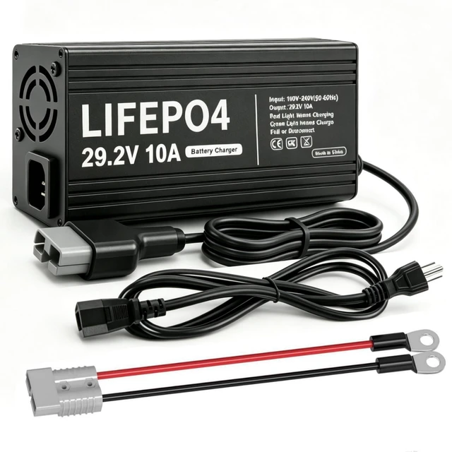 Main image of HERISKEER 24V 10A Lithium Battery Charger 29.2V LiFePO4 Battery Smart Charger with Anderson Connector LED Indicator Special for Lithium 24V LiFePO4 Deep Cycle Rechargeable 30AH-150AH Batteries Charger