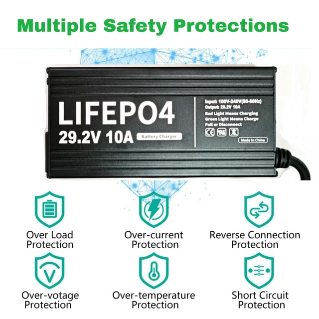 Alt view image 3 of 7 - HERISKEER 24V 10A Lithium Battery Charger 29.2V LiFePO4 Battery Smart Charger with Anderson Connector LED Indicator Special for Lithium 24V LiFePO4 Deep Cycle Rechargeable 30AH-150AH Batteries Charger