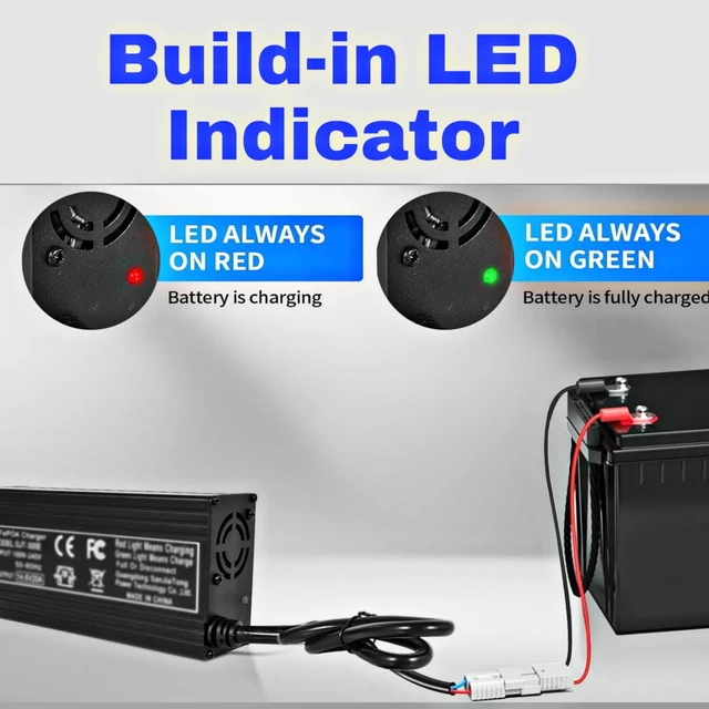 Alt view image 4 of 7 - HERISKEER 24V 10A Lithium Battery Charger 29.2V LiFePO4 Battery Smart Charger with Anderson Connector LED Indicator Special for Lithium 24V LiFePO4 Deep Cycle Rechargeable 30AH-150AH Batteries Charger