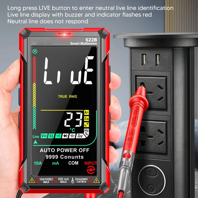 Alt view image 3 of 7 - Digital Multimeter Kit Smart Touch Large Screen Rechargeable Digital Tester Fully Automatic Non Burning Ohm Amp Volt Meter