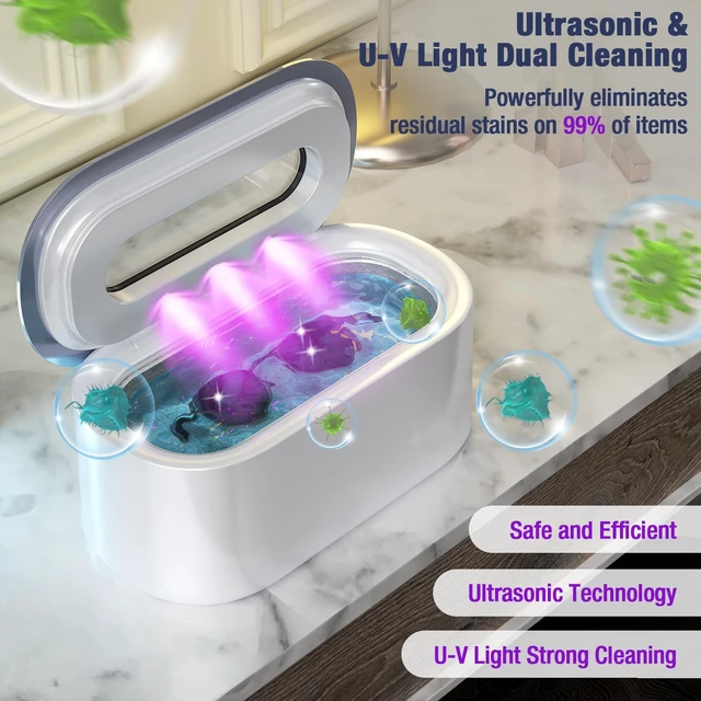 Alt view image 4 of 7 - Ultrasonic Jewelry Cleaner, 48KHz Sonic Cleaner for Rings Glasses Retainers | 30W Ultrasonic Cleaner with Dual Cleaning Modes, 304 Stainless Steel Tank 12oz, 3 LED Light, Ideal Gift for Women Mom Wife