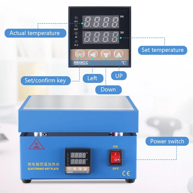 Alt view image 4 of 7 - 850W Soldering Hot Plate 200x200mm LED Electric Preheat Rework Station | Soiiw 110V LED Microcomputer Electric Welder Hot Plate Rework Heater for PCB Rework Phone Screen Repair Welding Lab Heating