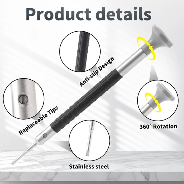 Alt view image 3 of 6 - Watch Screwdriver Set with 9pcs Precision Slotted and Phillips9pcs Different Sizes With 9 Extra Replace Blades Watchmaker Screwdriver Set for Watch/Eyeglass/Jewelry Repair